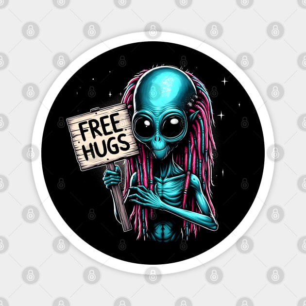 Free Hugs From Outer Space Magnet by MakerMind8.2